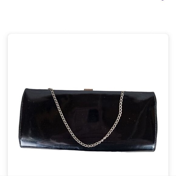 Vintage Handbags - Vintage 50s/60s Black Patent Rectangle Clutch Purse